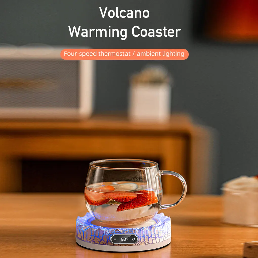 Adjustable Colorful Atmosphere Light Portable Coffee Mug Warmer Lava Heating Constant Temperature Coaster Touch Control