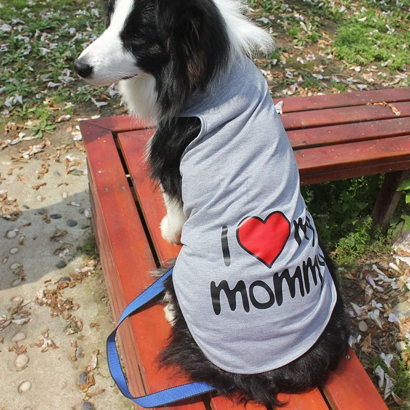 

Pet Big Dog Vest Summer Large Size Dog Clothes Shirt I LOVE MY DADDY MOMMY T-shirt for Dogs Clothing Pink