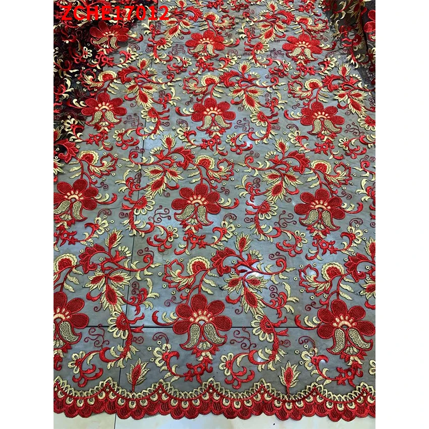 

Африканское двухцветное вышитое кружево, модель ZCHE17015