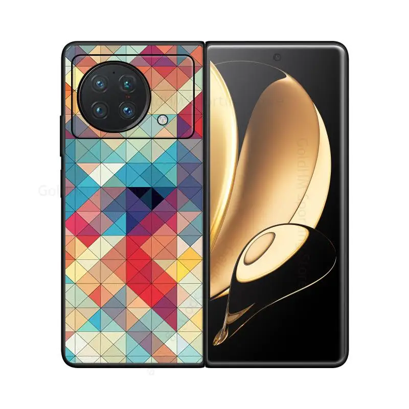 For Vivo X Fold 5G Colorful Diamond Pattern Leather Flip Phone Case For VIVO X Fold V2178A 5G Ultra Slim Lens Protective Cover