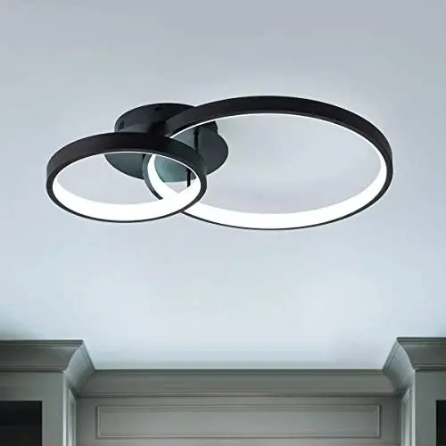 

Modern LED Ceiling Light, 3-Ring Flush Mount Contemporary Chandelier Ceiling Lamp 30W Cool White 6000K Lighting Fixture for Bedr