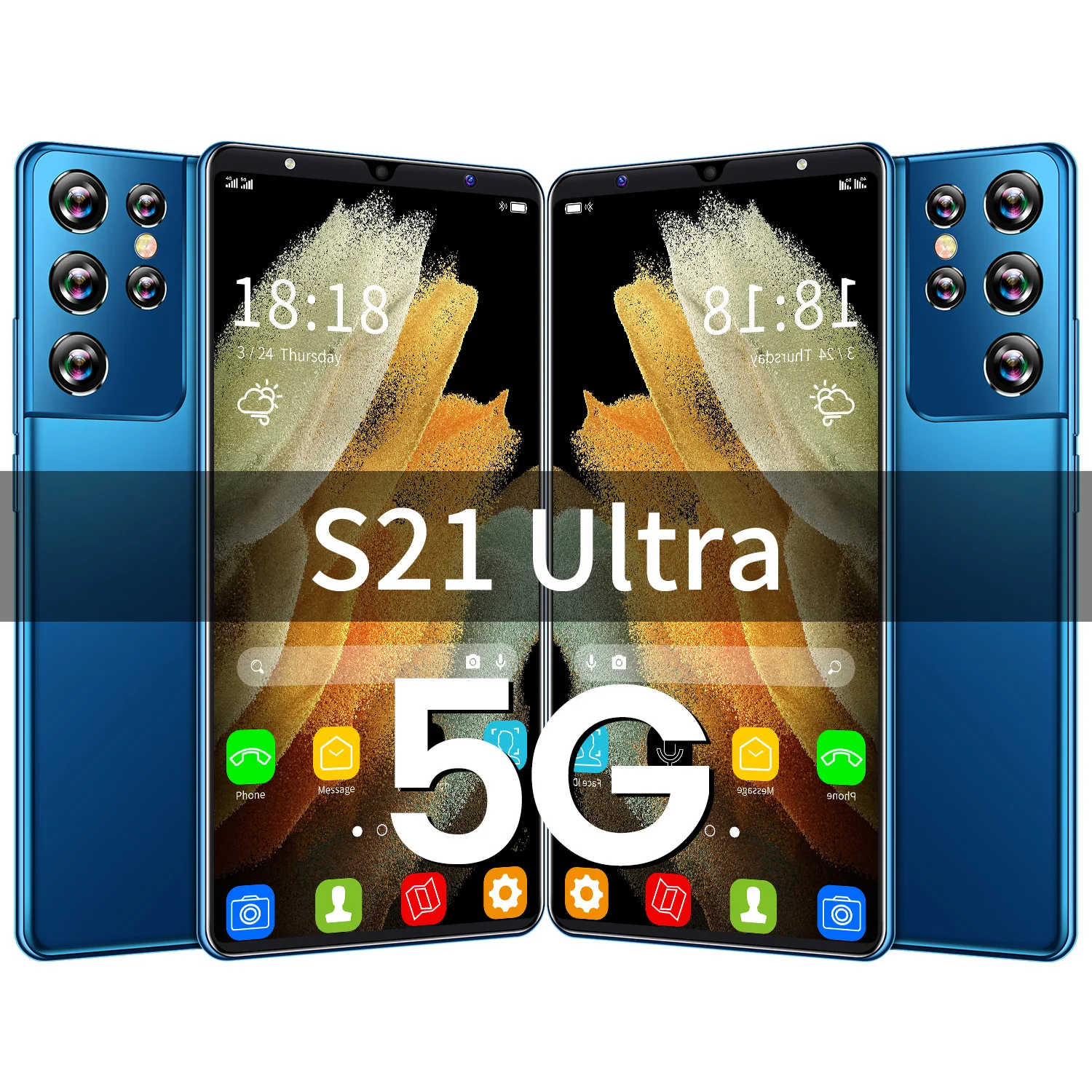 

S21 Ultra смартфон с 5,5-дюймовым дисплеем, процессором MTK6889, ОЗУ 64 ГБ, ПЗУ 6,1 ГБ, 24 Мп + 48 МП, 128 мАч