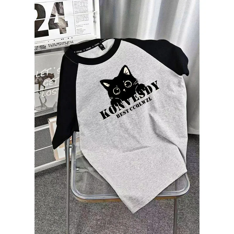 Pure Cotton Heavy Duty Color Blocking Short Sleeve T-Shirts Men Women's Loose Fit American Style Vintage High Street Qualit