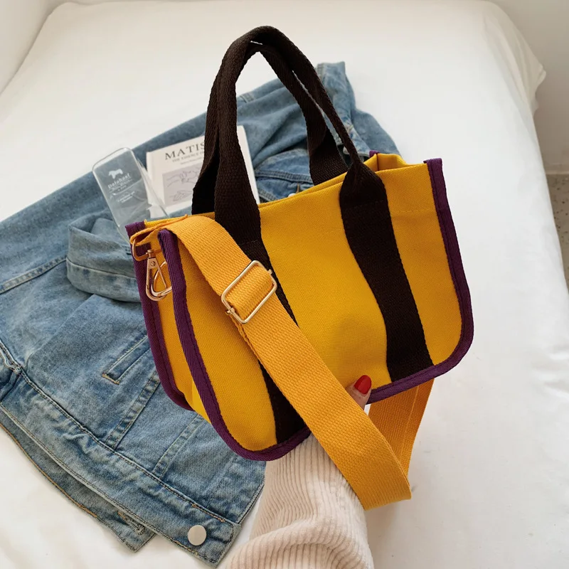 

Women's Bag Fashion Casual Crossbody Canvas Korean Simple Panelled Vintage Female Messenger Shoulder Bags For Women Handbags