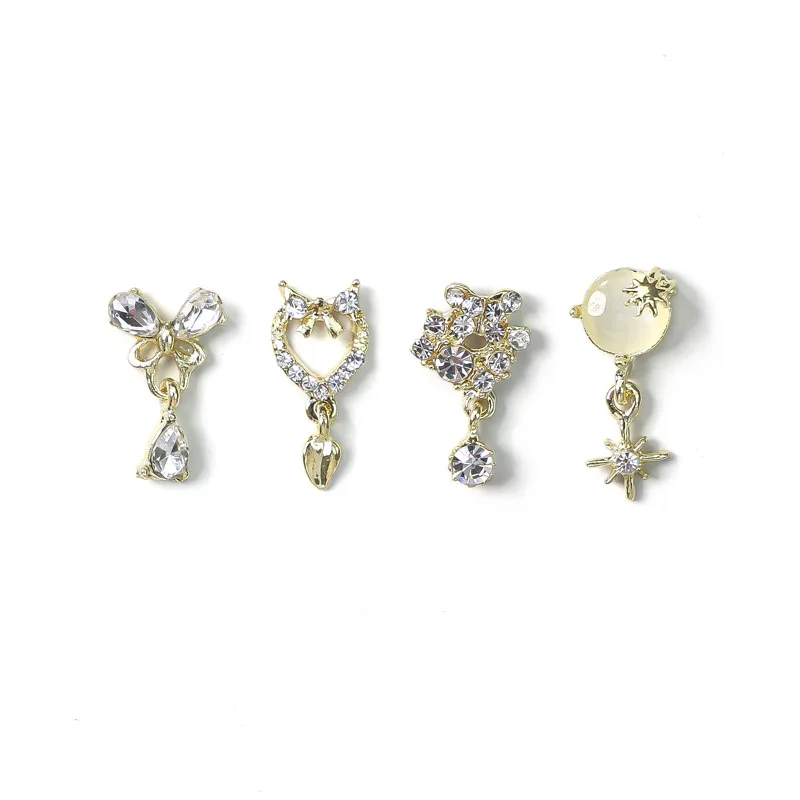 

50PCS Nail Art Rhinestones Pendant 3D Alloy Nail Art Zircon Pearl Metal Manicure Nails Accessories DIY Nail Decorations Charms