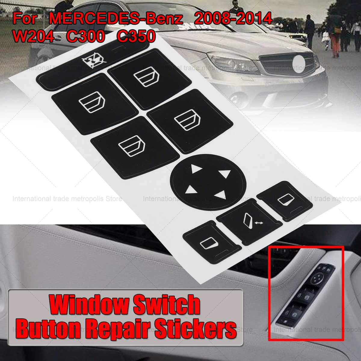 

1 Pcs Car Window Control Switch Button Repair Stickers Deacal For Mercedes For Benz 2007-2014 Button Repair Kit Fix Ugly Button