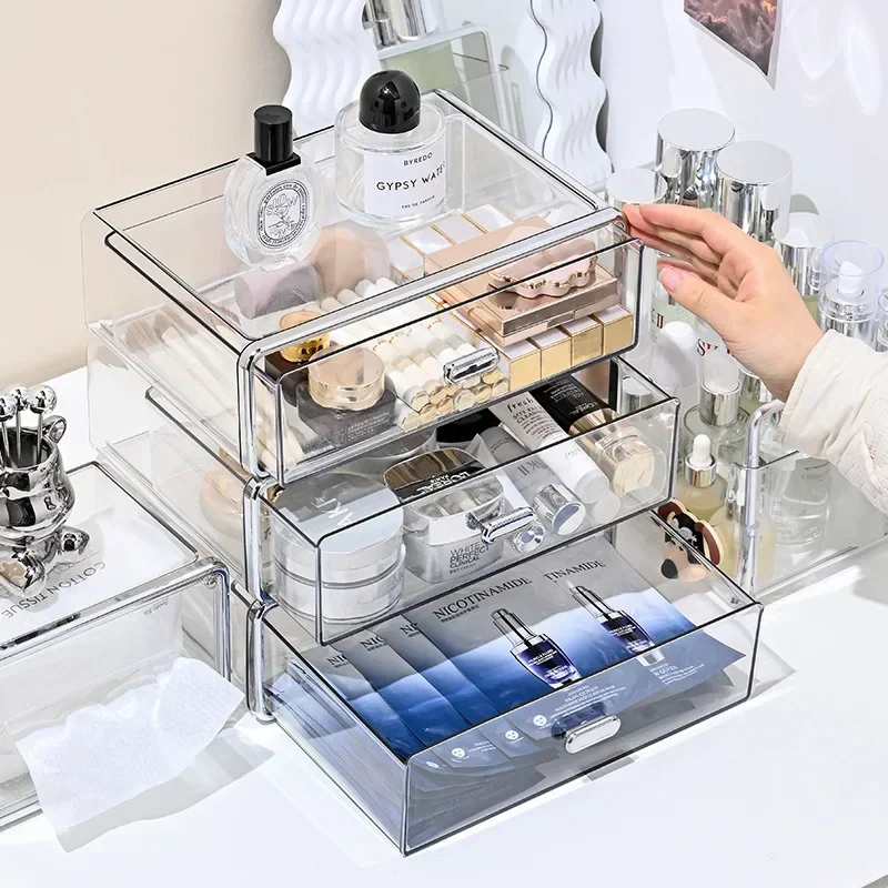

Контейнер для косметики в ванную комнату, вместительный контейнер для лака, ящик для хранения, большой органайзер для хранения косметики, ювелирных изделий, для ухода за кожей