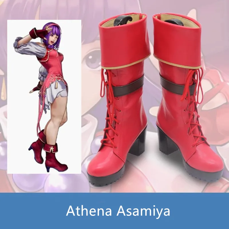 KOF Athena Asamiya Обувь для косплея Костюмированная обувь Красные ботинки ручной работы