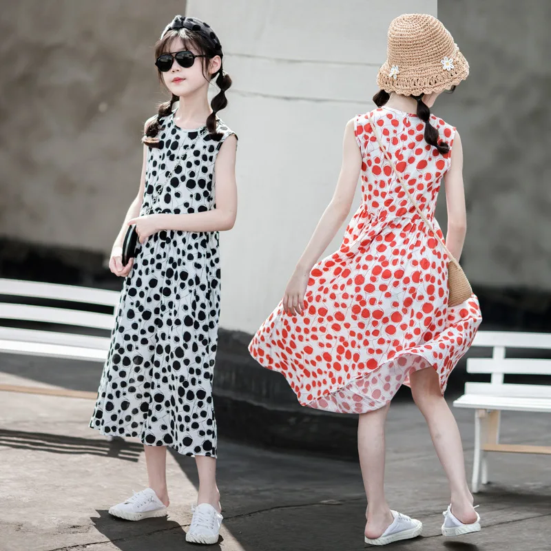 

Длинное пляжное платье в горошек, с леопардовым принтом, на возраст 8-12 лет