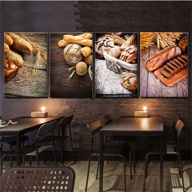 

Bakery Wall Art Hanging Painting Coffee Shop Creative Food Poster Kitchen Baking Room Mural Cake Shop Decor Painting
