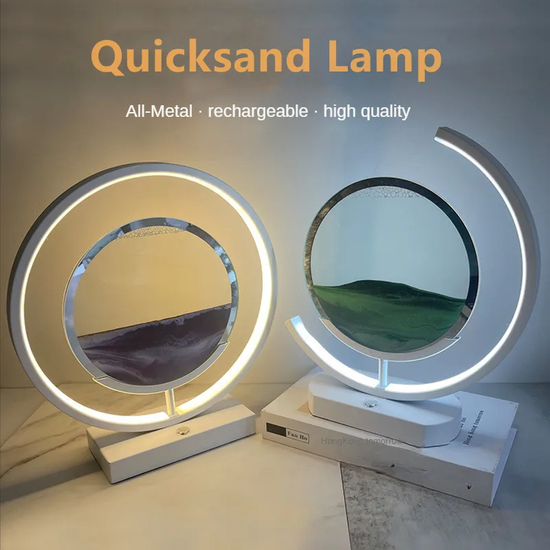 

LED Sandscape Night Lights Moving Sand Art Frame 3D Deep Sea Sandscape In Motion Display Flowing Sand Frame Sand Painting Decor