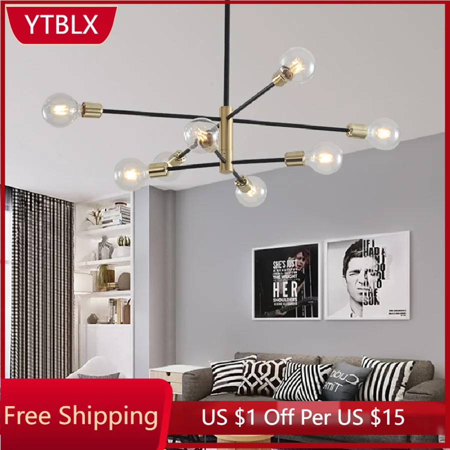 

Nordic Chandelier Indoor Copper Pendant Light LED Rotatable Dining Table Chandelier For Living Room Bar Cafe Kitchen Island Lamp
