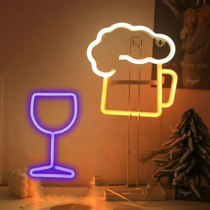 Beer Mugs Neon Sign Light LED Cup Modeling Nightlight Decoration Baby Room Home Shop for Party Wedding Birthday