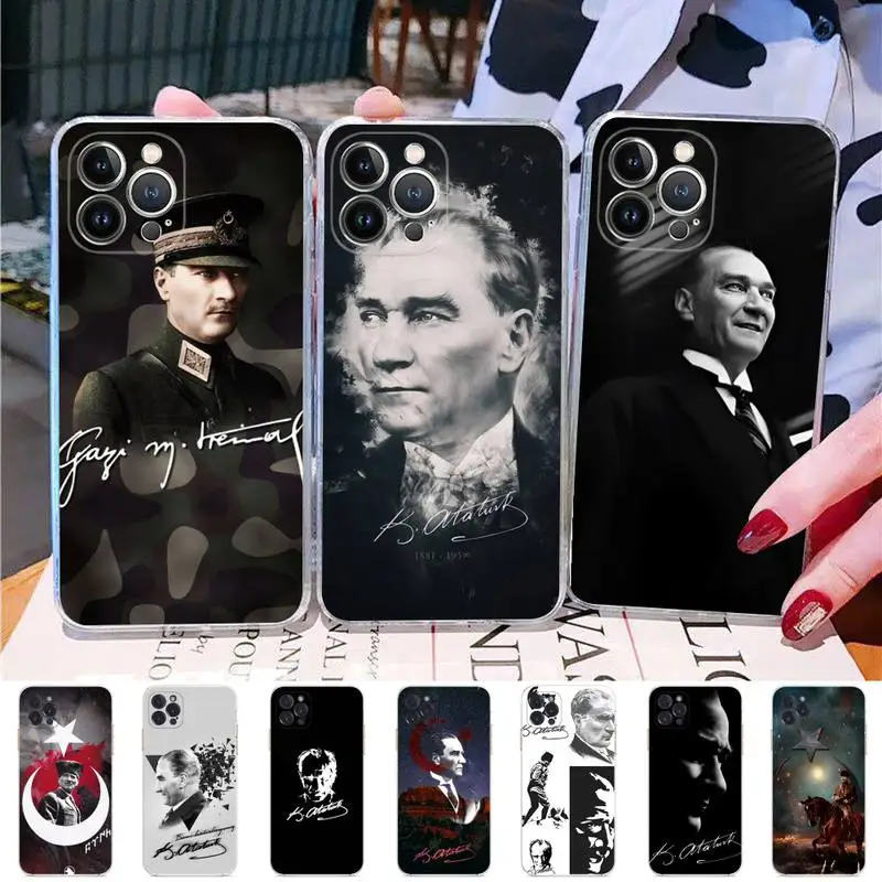 

Turkey Mustafa Kemal Ataturk Phone Case Silicone Soft for iphone 14 13 12 11 Pro Mini XS MAX 8 7 6 Plus X XS XR Cover