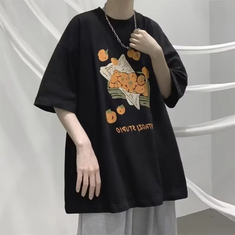 

Loose Graphic T Shirts Y2k Tops Clothes Streetwear Breathable T-shirts Pure Cotton Oversized Harajuku Short Sleeve Tee Fashion