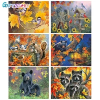 gatyztory picture by number autumn landscape kits diy on canvas unique gift painting by numbers animal handpainted decoration wa