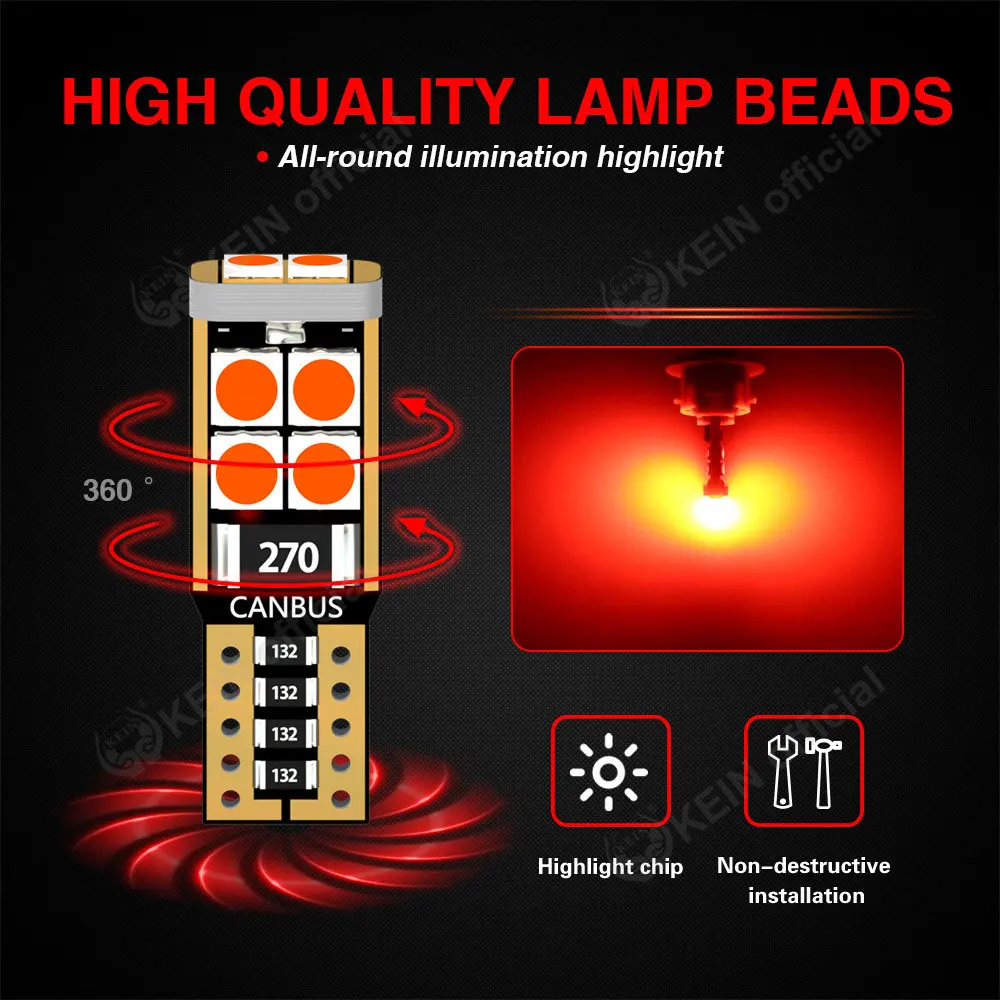 KEIN 10 шт. 5w5 LED T10 W5W лампа 194 WY5W 501 168 10SMD для освещения салона, чтения, багажника, дверей, автомобильного освещения. (art.: 3920dcd1fa203) - 3920dcd1fa203