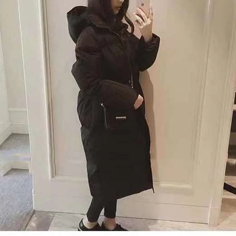 New Winter 2021 Down Padded Jacket Women Mid-length Thick Loose Large Size Jacket Women's Hooded Collar Jacket