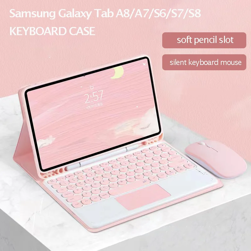 

Pencil Slot Case for Samsung Galaxy Tab S7 S8 T870 T875 Cover S6 Lite 10.4 Wireless Keyboard for Samsung Tab A7 A8 10.5 T500