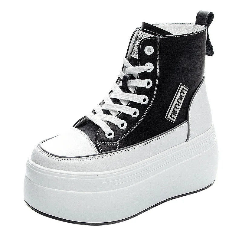 

8cm Platform Wedges Boots for Women Spring Autumn Shoes Breathable Summer Shoes High Top Sneakers Ankle Boots Booties