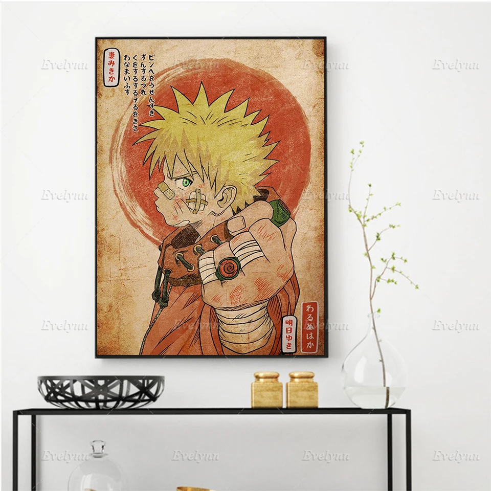 

Red Sun Japan Anime Punk Naruto Poster Nordic Modern Home Decor Prints Pictures Wall Art Canvas Painting Gift
