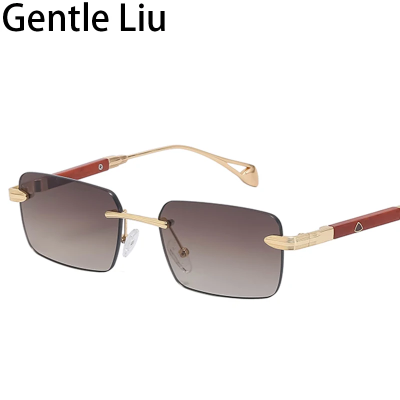 

Small Rectangle Rimless Sunglasses Men Frameless Sun Glasses for Male 2022 Luxury Brand Vintage Eyewear Lunette De Soleil Femme