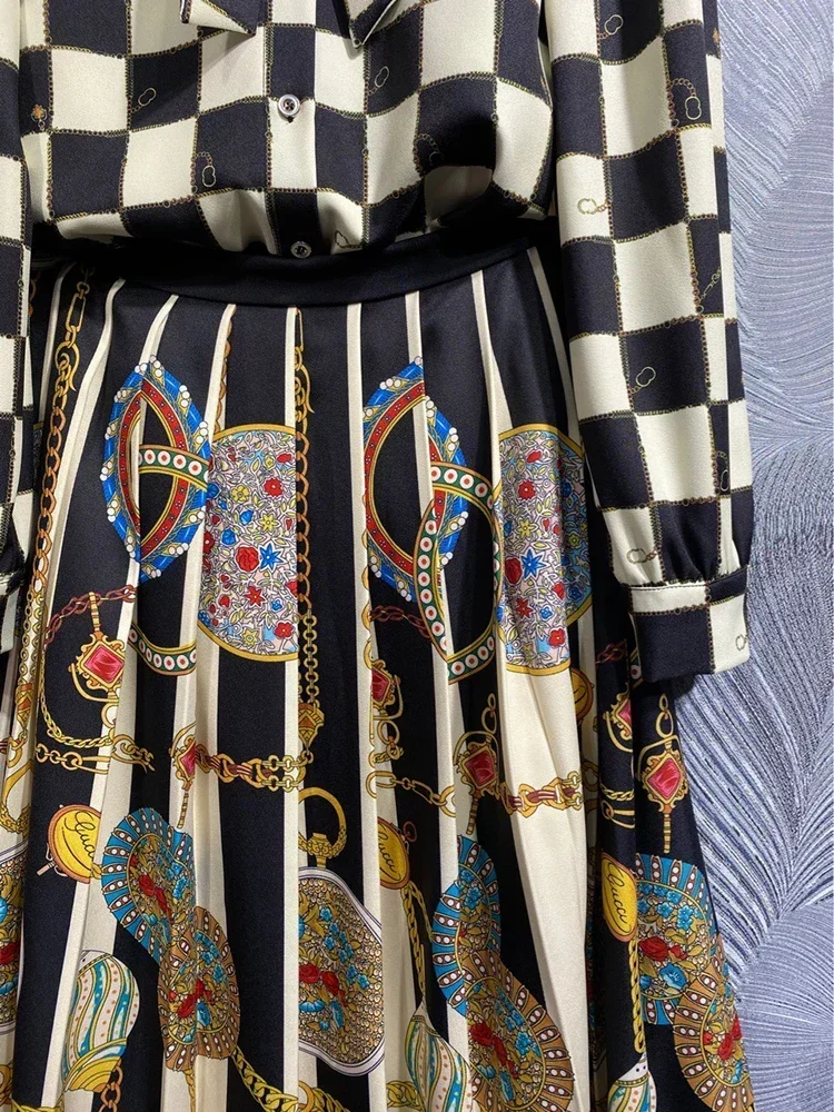 Модное Длинное Платье с пышными рукавами и цветочным принтом новинка весны 2024