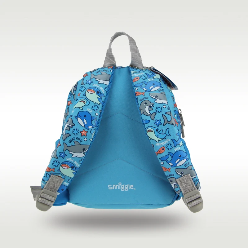 Australia Smiggle Original Children's Schoolbag Boy Kindergarten Small Bags Blue Shark Dolphin Backpack Kids Class 1-4 Year