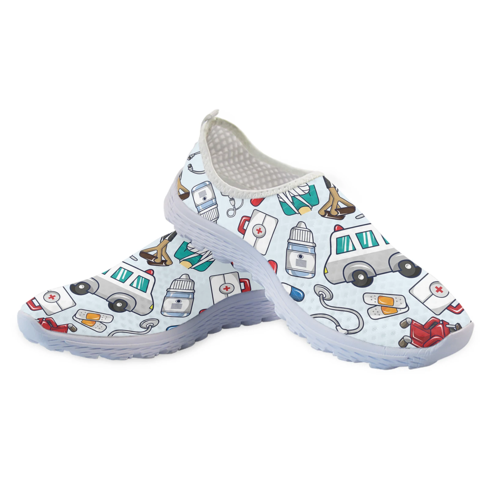 Medical Paramedic EMT EMS Print Doctor Nurse Lightweight Breathable Flat Summer Indoor Soft Shoes Hospital Work Walking Footwear