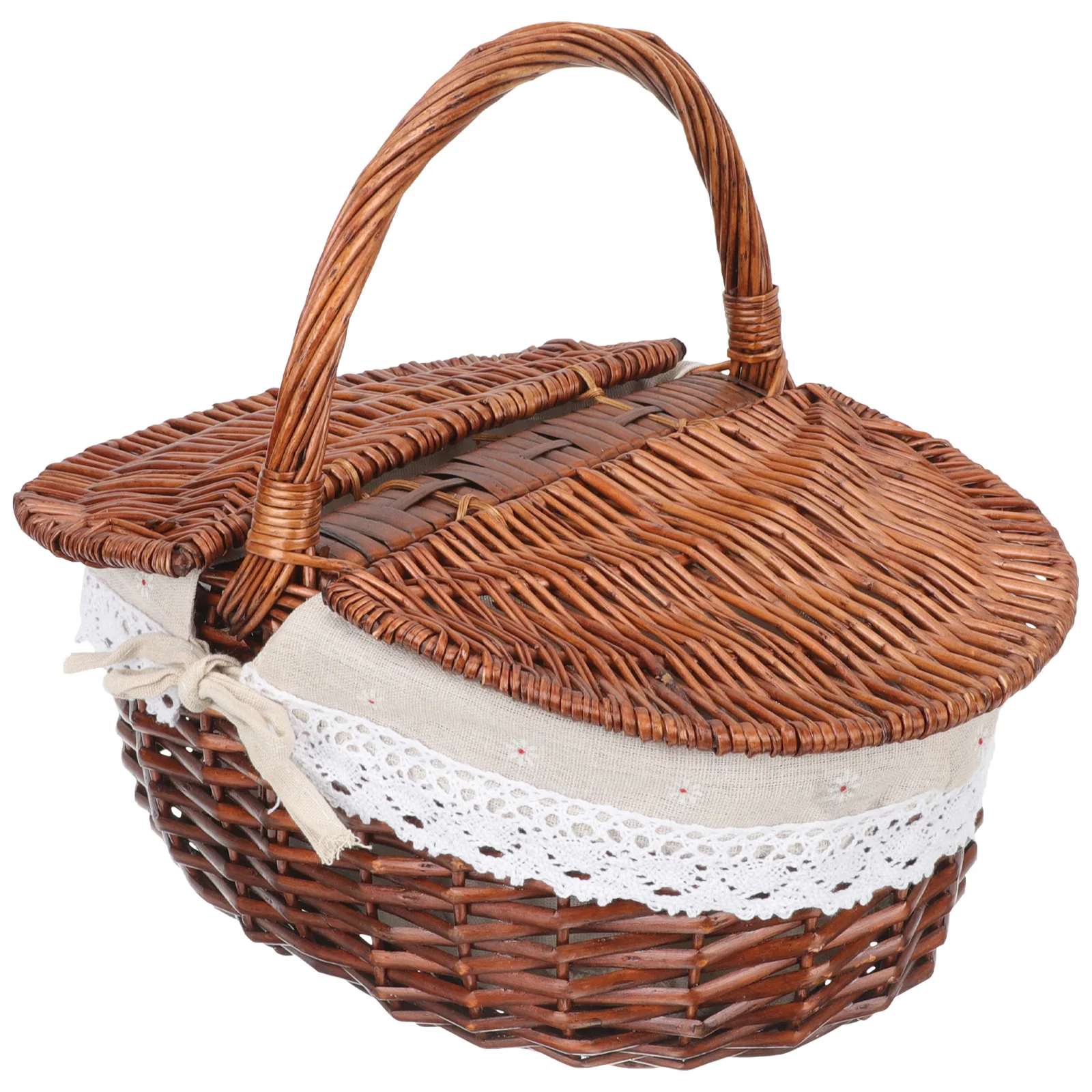 

Basket Storage Picnic Baskets Fruit Wicker Camping Portable Wear Resistantflower Organizer Nesting Woven Handheld Handle Weaving