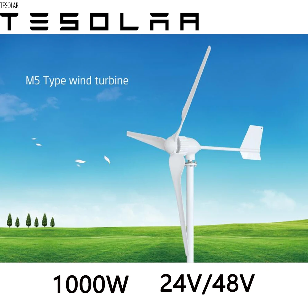 

1000W Windmill 2.5M/S Low Start Speed AC 24V/48V 3 Blades Wind Turbine Generator With LED Indicator