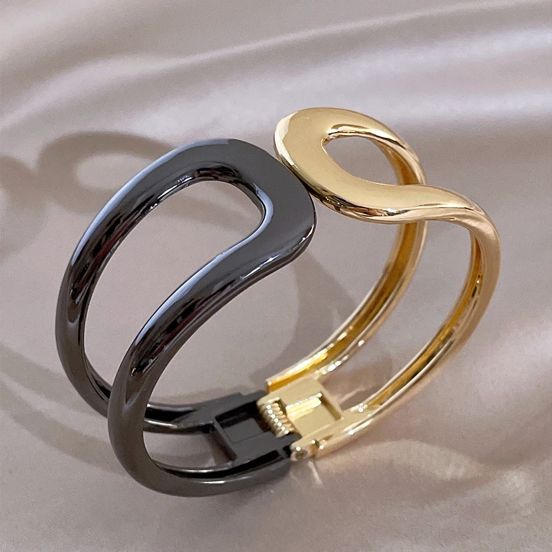 Модный простой Браслет-манжета золотого цвета и браслет для женщин широкий