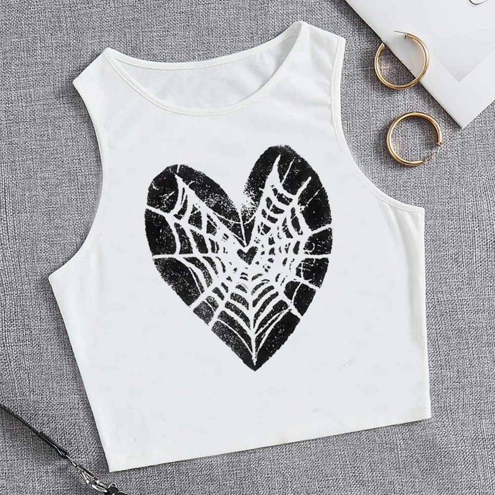 

y2k top print tank top goth gothic crop top Female hippie korean fashion gothic crop top cropped