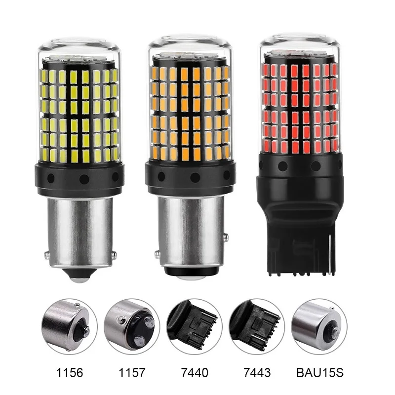 

For Buah 3014 144smd Canbus S25 1156 P21W BA15S LED BAY15D BAU15S PY21W T20 LED 7440 7443 W21W 1157 Bohlam Led untuk Lampu Sein