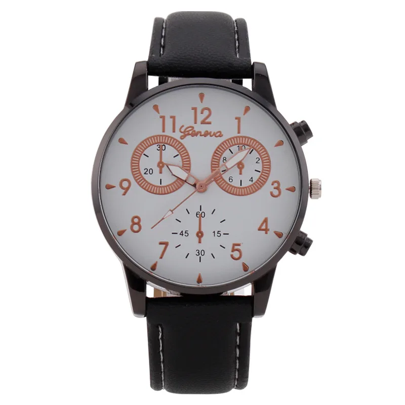 

Casual Sports Digital three-eye Quartz Watch For Men Simple Digital Black Leather Military Wristwatch For Men Relogio Masculino