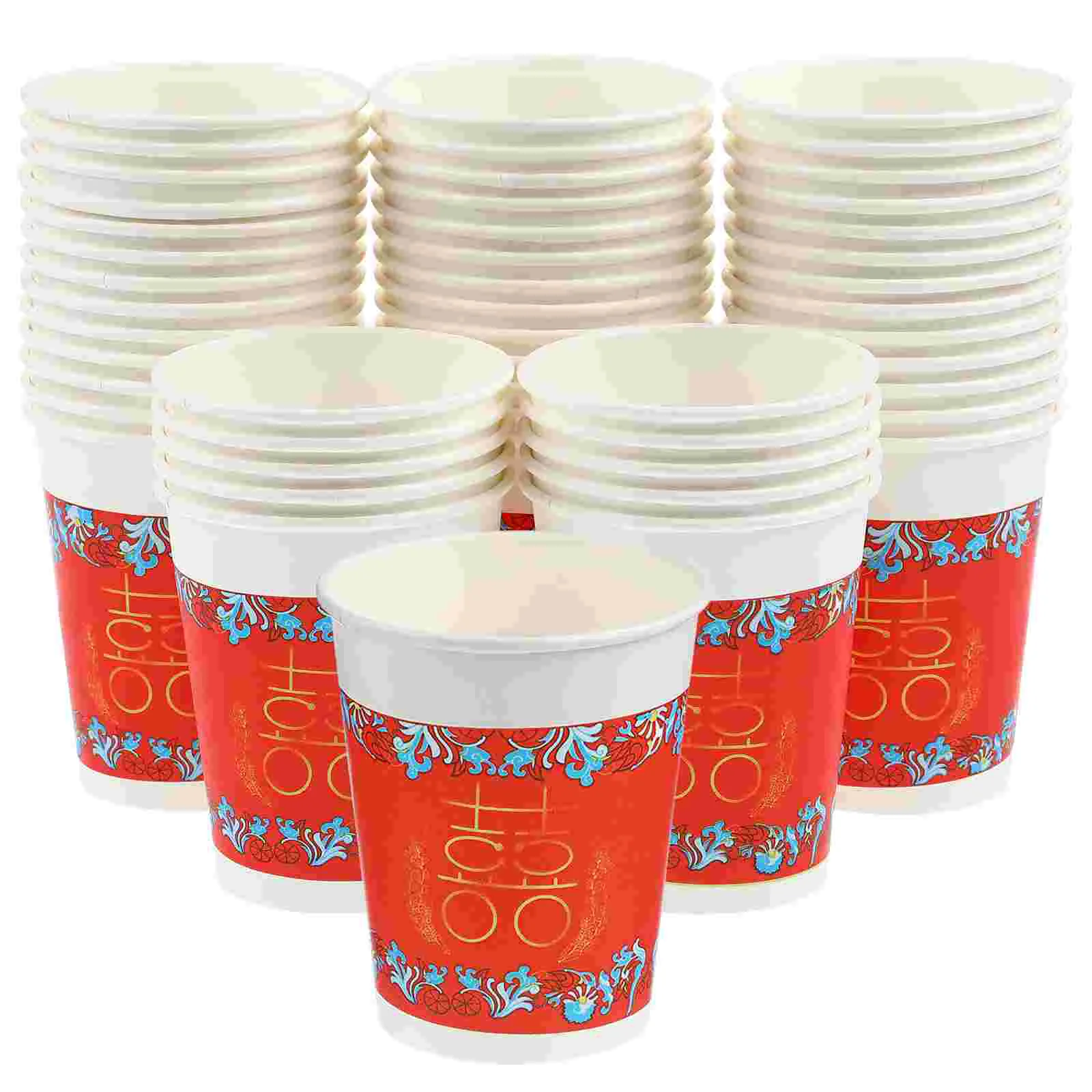 

50 Pcs Parties Wedding Chinese Style Vintage Thicken Paper Cups Drinking Cups Paper Mugs Paper Mugs