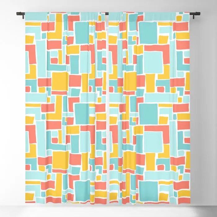 

Colorful Abstract Geometrics Blackout Curtains 3D Print Window Curtains for Bedroom Living Room Decor Window Treatments