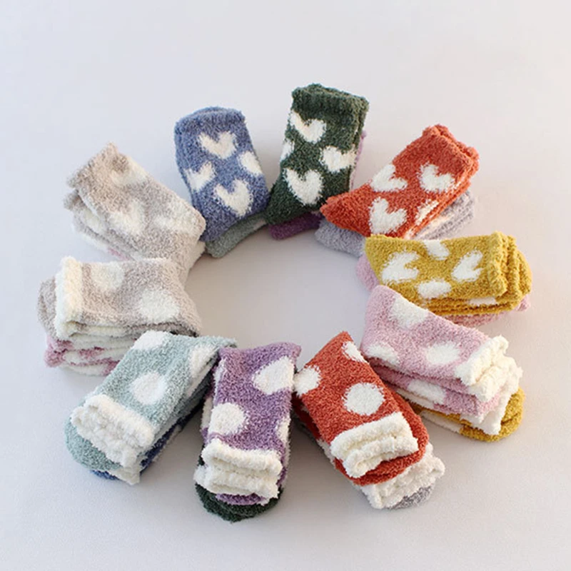 

Women Socks 2022 Autumn And Winter Middle Tube Coral Velvet Kawaii Socks Plus Velvet Thick Cute Love Socks Pattern Carpet Socks