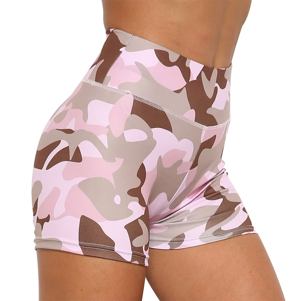 Camouflage Sports Running Yoga Leggings Outdoor Fitness Hip-lifting Buttocks Big Pleated Three-quarter Pants Hot Shorts