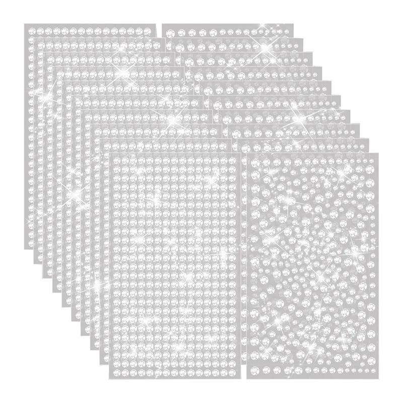

20 Sheets Clear Rhinestone Stickers Self Adhesive Bling Gems Jewels Stickers Round Diamond Stickers For Makeup DIY Craft