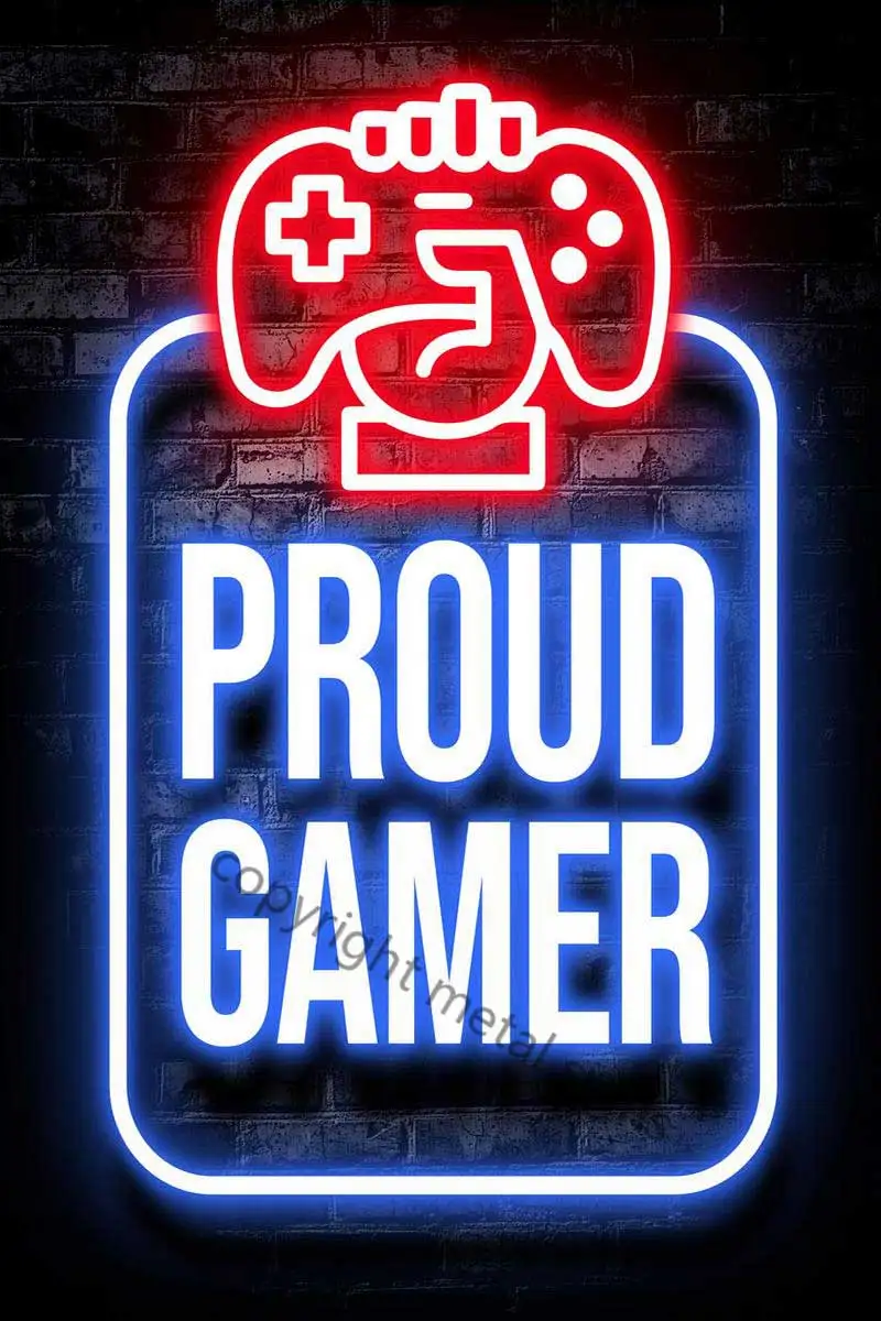 

Игровая винтажная вывеска в стиле ретро гордый геймер, металлическая вывеска, жестяные таблички, Настенный декор, неоновая вывеска для мужч...