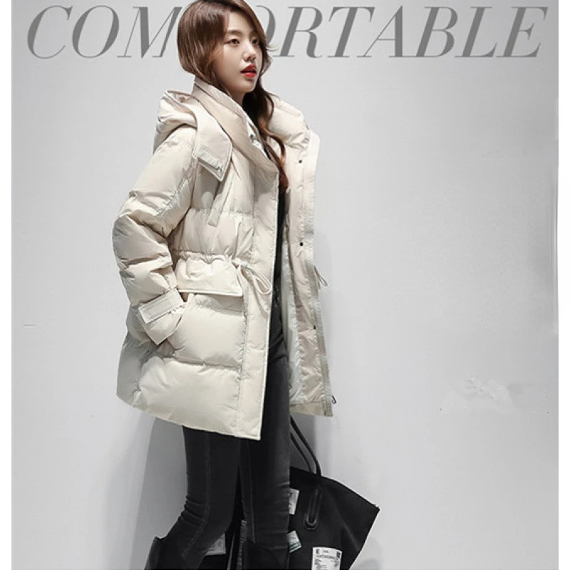 

Winter Coat Women Cotton-padded Jacket Hooded Warm Parka Femme Korean Fashion Mid-length Cotton Coats and Jackets Jaqueta SGG