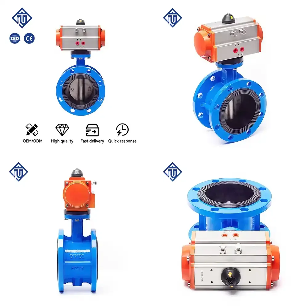 Фото Пневматический дисковый затвор Wanjiree GGG-50 EPDM DN100-DN500 PN16 PN10 для воды при нормальных/средних температурах, гарантия 1 год №1