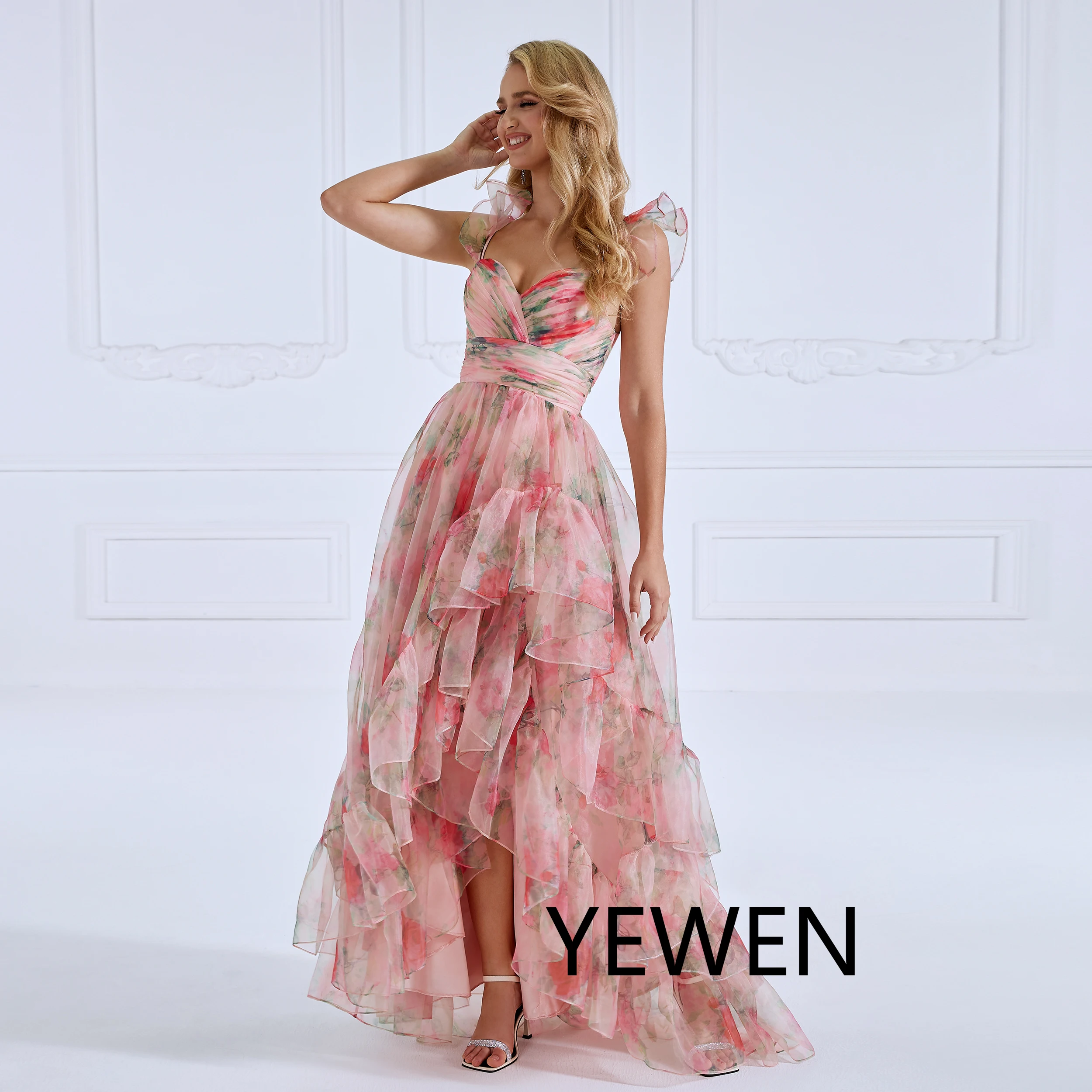 Элегантное выпускное платье с цветочным принтом вырезом сердечком YEWEN # JC88511
