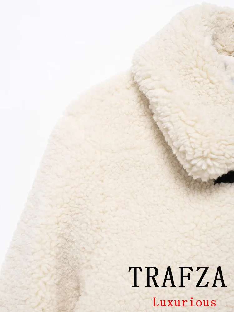 TRAFZA винтажное повседневное шикарное женское пальто с однотонным отложным