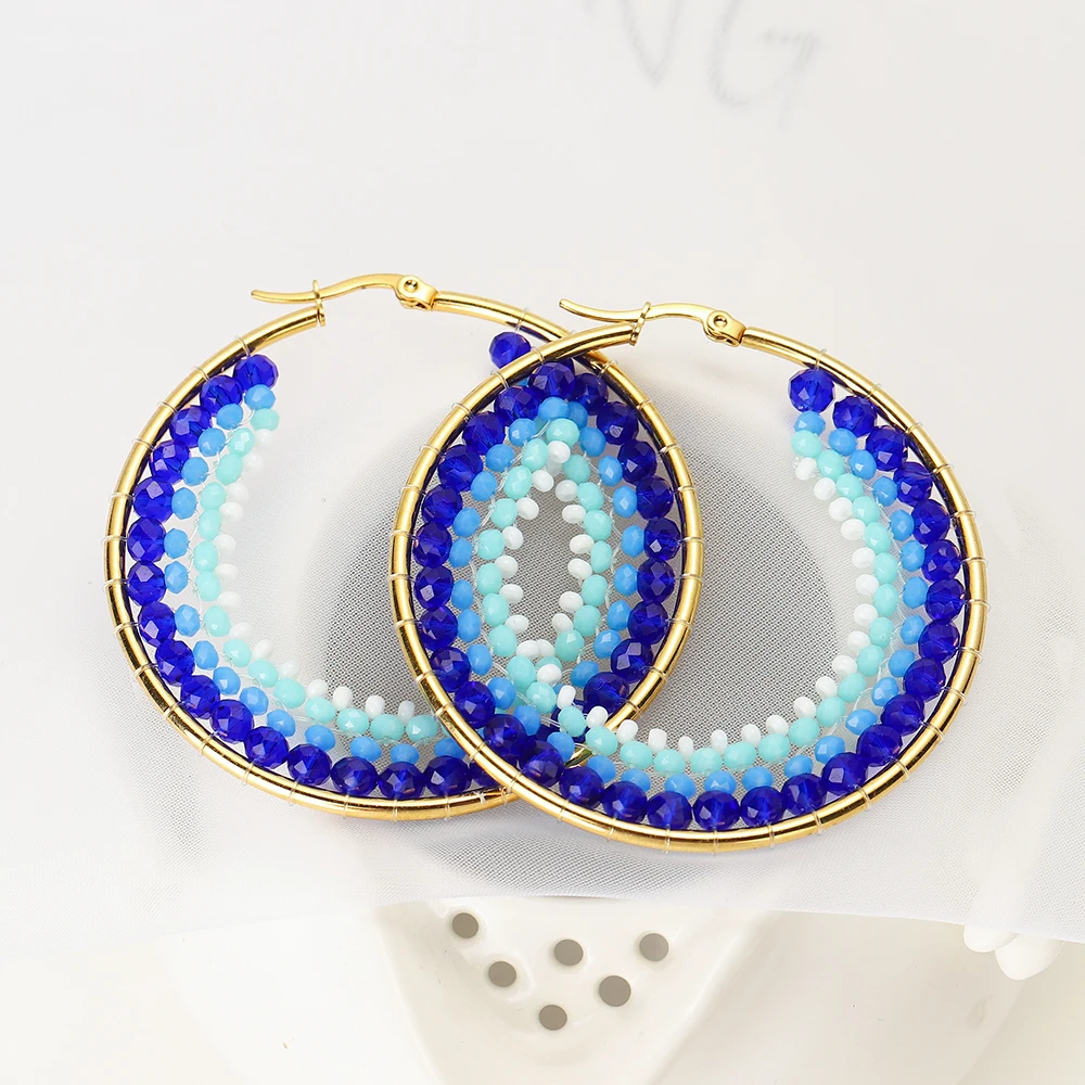 Новые серьги из нержавеющей стали высококачественные ручной работы с рисовыми