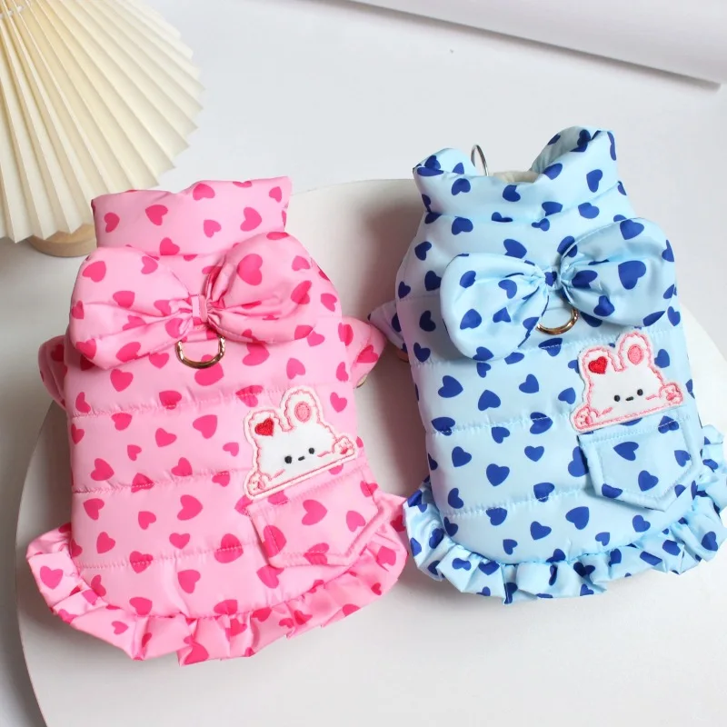 

Милая Розовая Одежда для собак с бантом, поводок, флисовое Теплое кольцо для маленькой принцессы, костюм принцессы чихуахуа, корги, Йорка