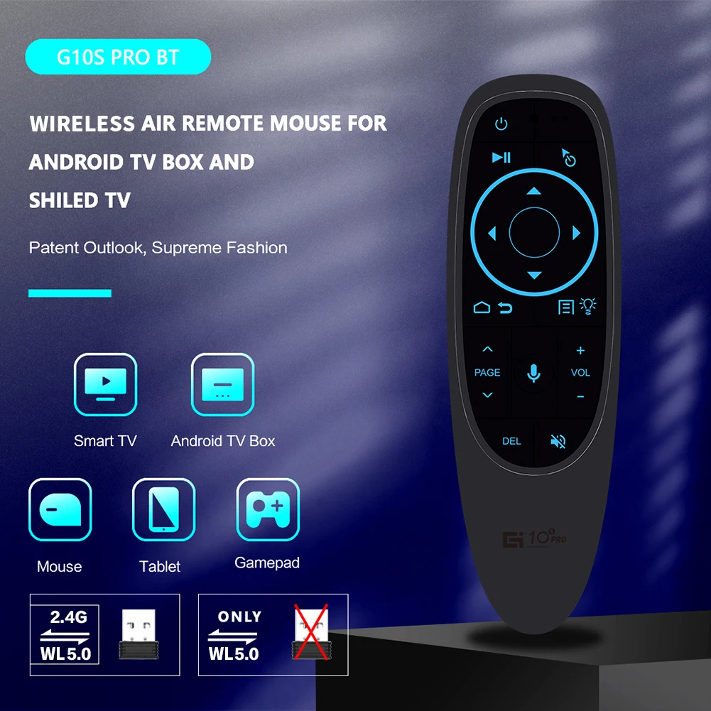 

TomoStrong G10S Pro Air Mouse Wireless BT Voice Remote Control Gyroscope Backlit IR Learning For H96 MAX X96 MAX Android TV BOX
