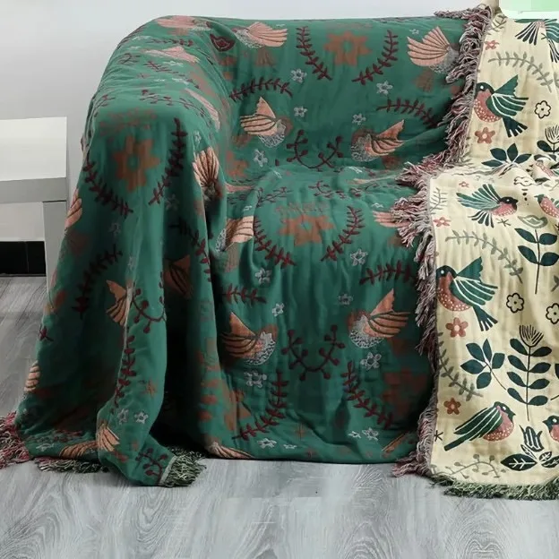 Хлопковое двустороннее одеяло Boho стиль