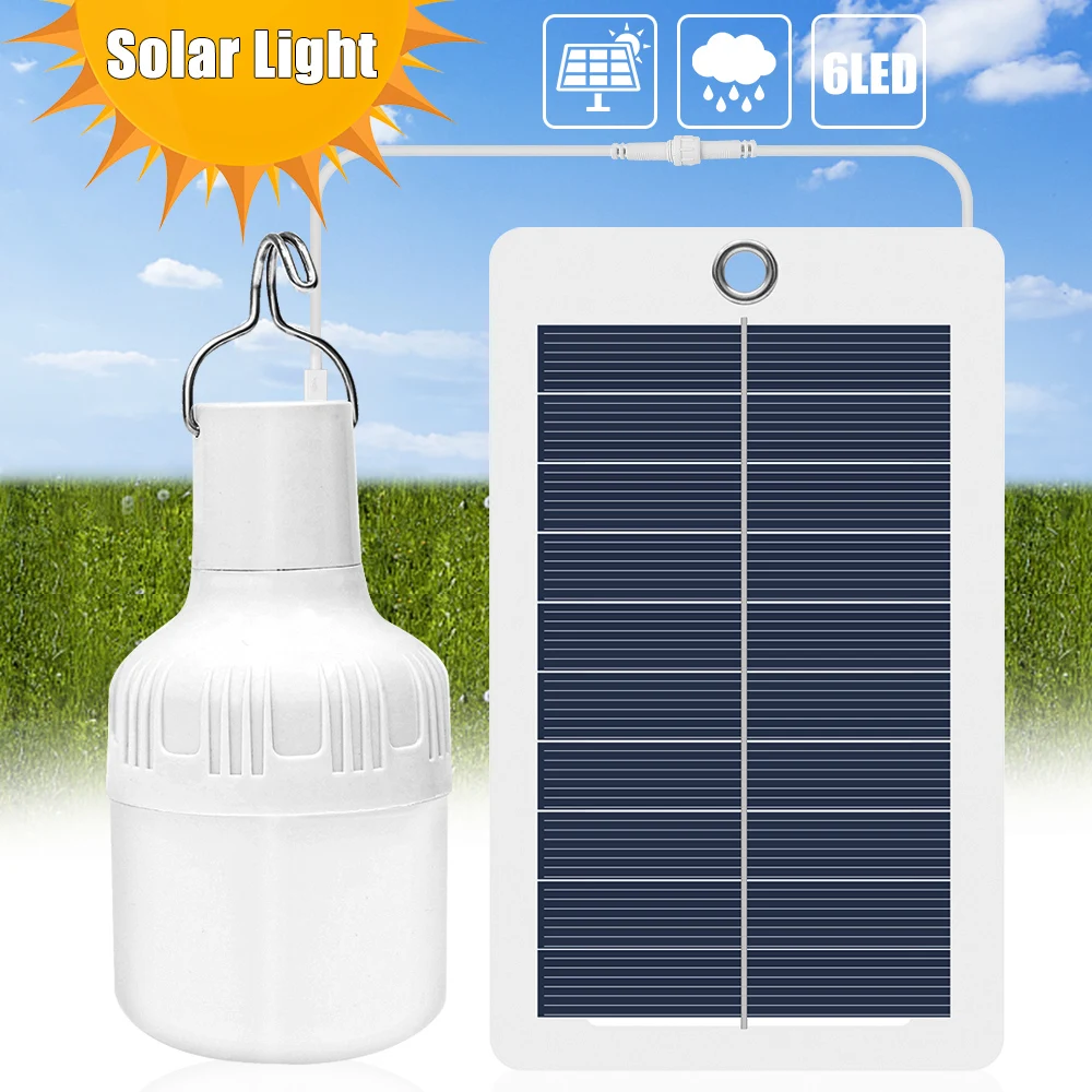 

5W Portable Solar LED Light Bulb Outdoor Lamp with 3 Mode Security Lighting Emergency Light Bulb with Hook Camping Tent Fishing